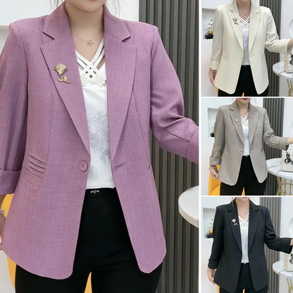 Elegantní slim fit sako s květinovou broží