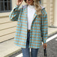 🍂Dámský kabát s kapucí a kostkovaným vzorem, jednořadý