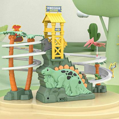🦖Elektrická dvojitá dráha s dinosaury – interaktivní zábava se změnami dráhy a světly