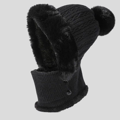 Pletená teplá čepice s maskou