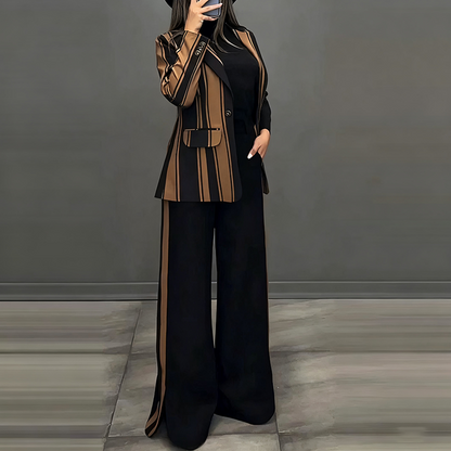 🍂Módní sada s blejzrem a širokými kalhotami