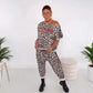 Dámský set s leopardím potiskem – top a kalhoty