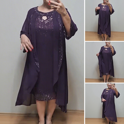 💜Elegantní, lehké dvoudílné šaty s flitry pro ženy