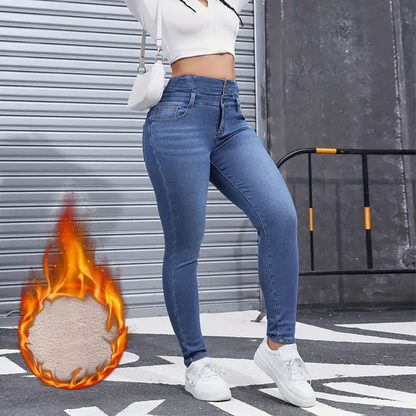 🔥Dámské teplé ležérní módní džíny