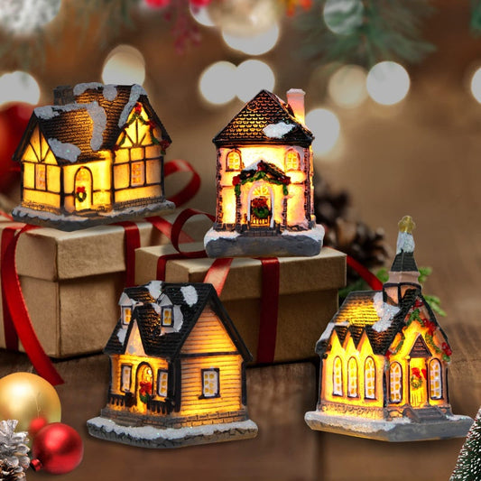 Miniaturní LED osvětlená vánoční chaloupka