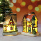 Miniaturní LED osvětlená vánoční chaloupka