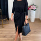 🎁Získejte náhrdelník zdarma💝 Dámské elegantní midi šaty s rozparkem a uzlem vpředu