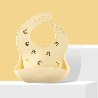 Vodotěsný silikonový dětský bryndák s kapsou na zachycení jídla