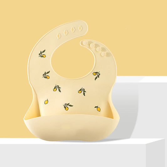 Vodotěsný silikonový dětský bryndák s kapsou na zachycení jídla