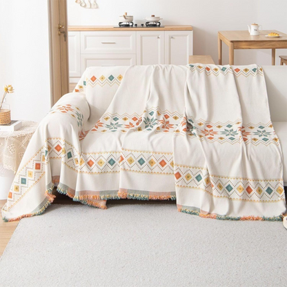 Otočný bohémský potah na pohovku s třásněmi