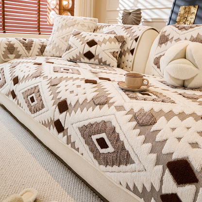 🛋️✨Moderní geometrický plyšový potah na pohovku