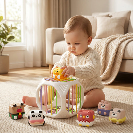 Montessori smyslová hračka na třídění tvarů pro batolata