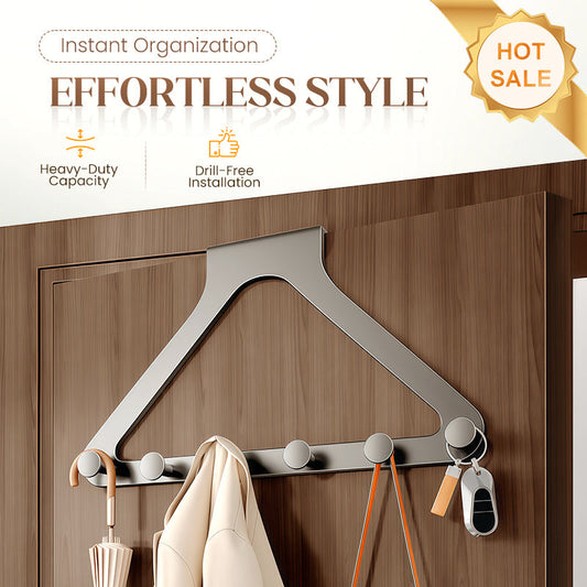 Bezvrtací věšák na dveře se 6 háčky