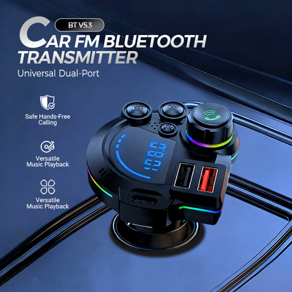 Univerzální dvouportový FM Bluetooth vysílač do auta