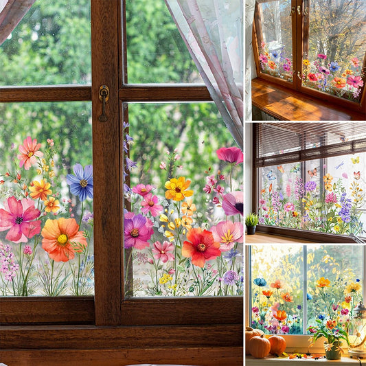 💐Barevná květinová kytice – samolepka na okno🖼️