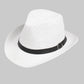Slaměný klobouk Fedora s páskem z umělé kůže