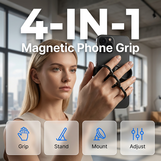 Multifunkční magnetický držák a stojánek na telefon se 4 kroužky