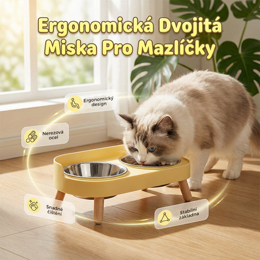 Zvýšené dvojité krmítko pro domácí mazlíčky