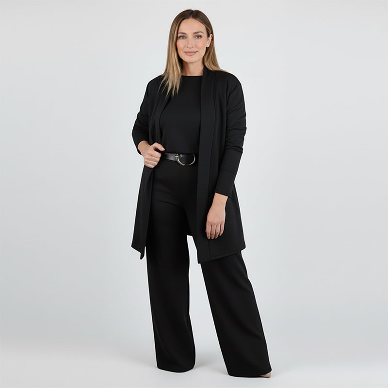 Elegant Longline Cardigan & Top & Pants 3-Piece Set