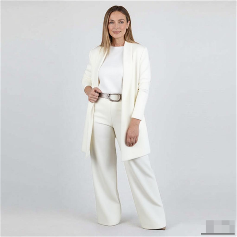 Elegant Longline Cardigan & Top & Pants 3-Piece Set