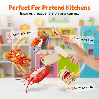 🦀Sada realistických potravin na hraní pro děti, které lze rozřezat