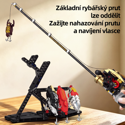 Realistická rybářská prutová stavebnice z kostek