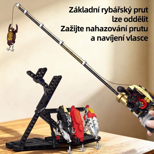 Realistická rybářská prutová stavebnice z kostek