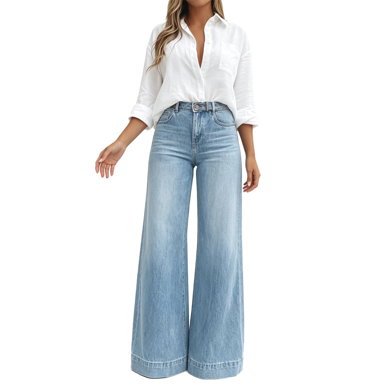 💖Black Friday Mega Deal – 50% off!💖✨ Flattering Denim Style | Women's Vintage-Wash High-Rise Wide-Leg Jeans