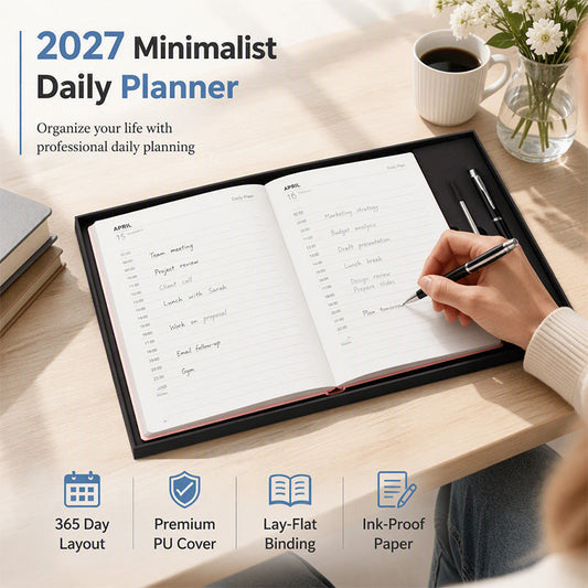 📘✨2027 Minimalistický zápisník s denním plánem