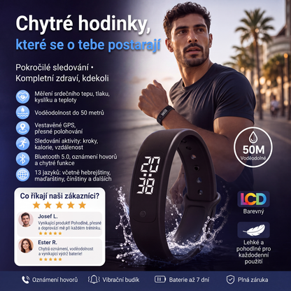 ⌚ Chytrý náramek SmartSense pro sledování aktivity – měří tělesnou teplotu. Voděodolný do hloubky 50 metrů – ideální pro tréninky i každodenní použití! 💪🔥