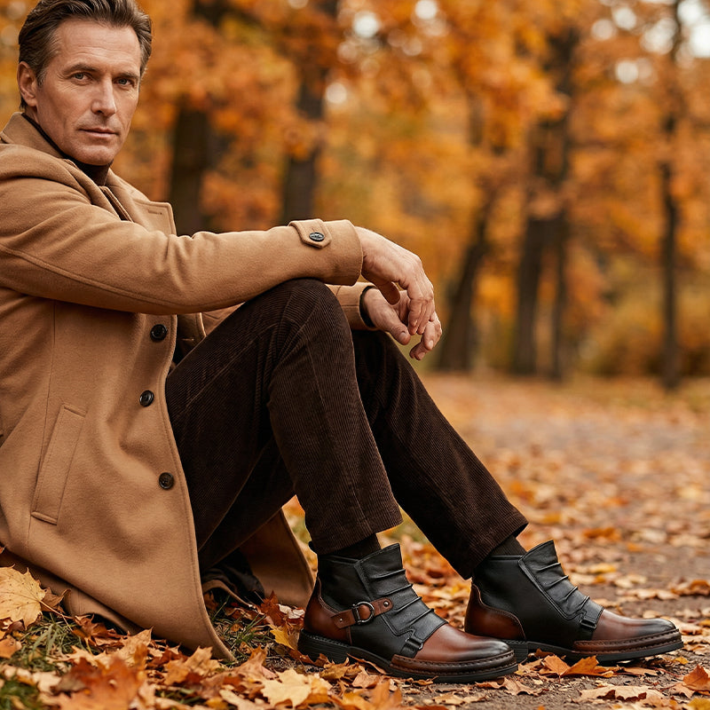 👢 Bold Two-Tone Look, Easy Zip-On Wear | Men's Two-Tone Zipper Ankle Boots