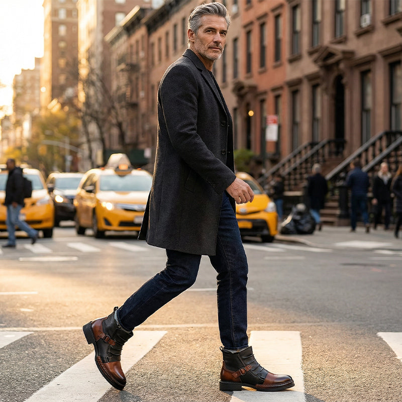 👢 Bold Two-Tone Look, Easy Zip-On Wear | Men's Two-Tone Zipper Ankle Boots