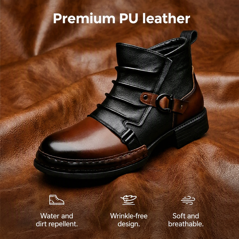 👢 Bold Two-Tone Look, Easy Zip-On Wear | Men's Two-Tone Zipper Ankle Boots