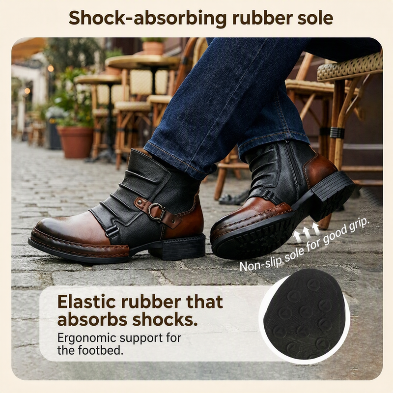 👢 Bold Two-Tone Look, Easy Zip-On Wear | Men's Two-Tone Zipper Ankle Boots