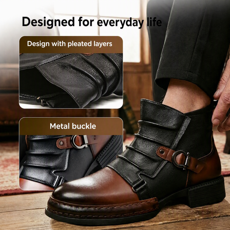 👢 Bold Two-Tone Look, Easy Zip-On Wear | Men's Two-Tone Zipper Ankle Boots