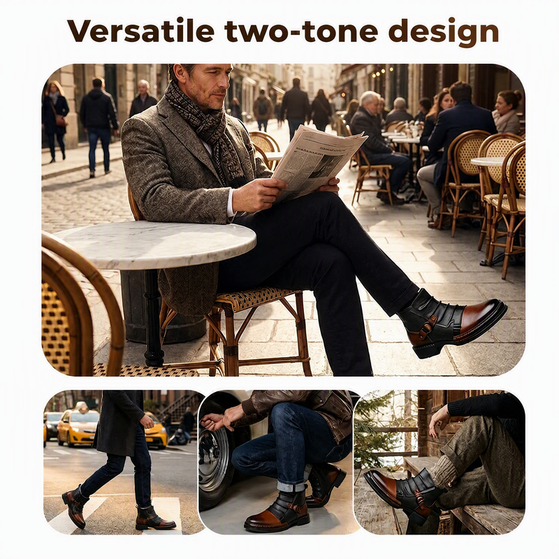 👢 Bold Two-Tone Look, Easy Zip-On Wear | Men's Two-Tone Zipper Ankle Boots