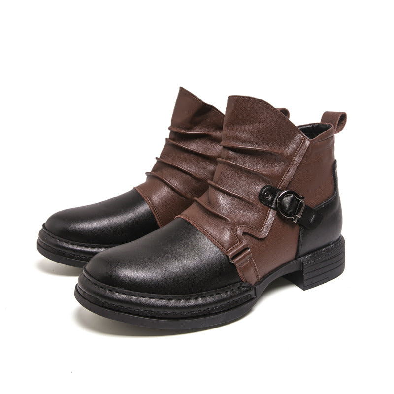 👢 Bold Two-Tone Look, Easy Zip-On Wear | Men's Two-Tone Zipper Ankle Boots