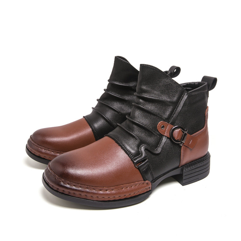 👢 Bold Two-Tone Look, Easy Zip-On Wear | Men's Two-Tone Zipper Ankle Boots