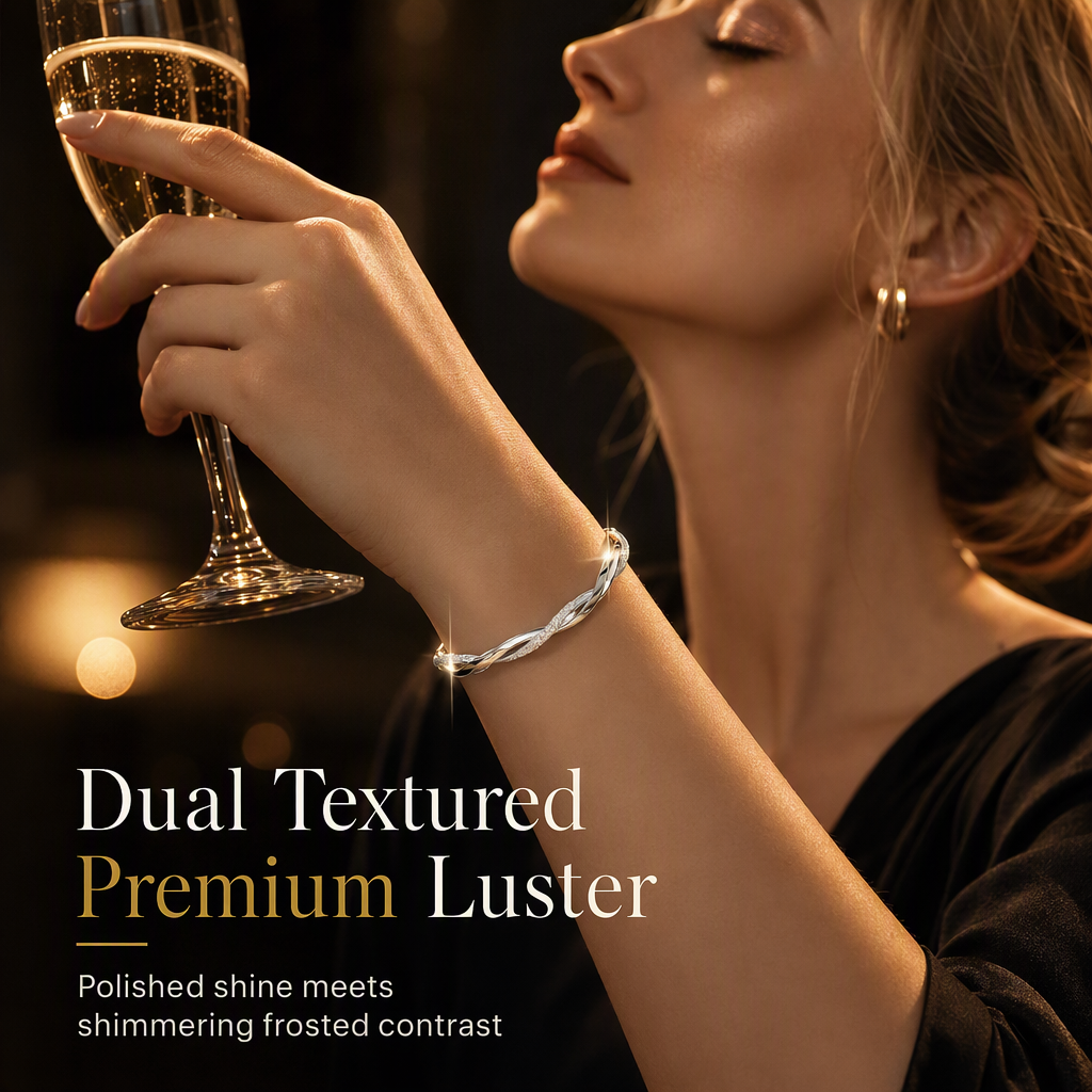 🌀 50% OFF! 🌟 Endless Mobius-twisted bangle – smooth, sliding adjustable clasp & double-textured premium shine 💫