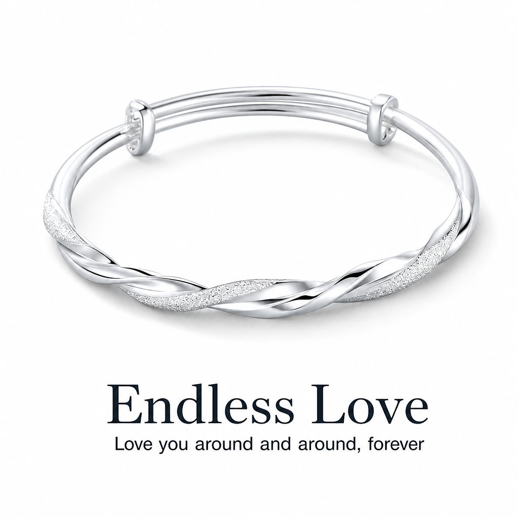 🌀 50% OFF! 🌟 Endless Mobius-twisted bangle – smooth, sliding adjustable clasp & double-textured premium shine 💫