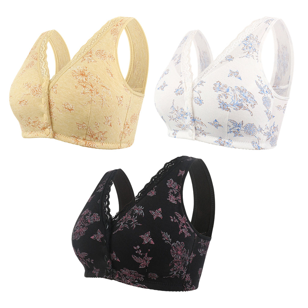 🌸Women's Plus Size Front Button Floral Print Wireless Bra