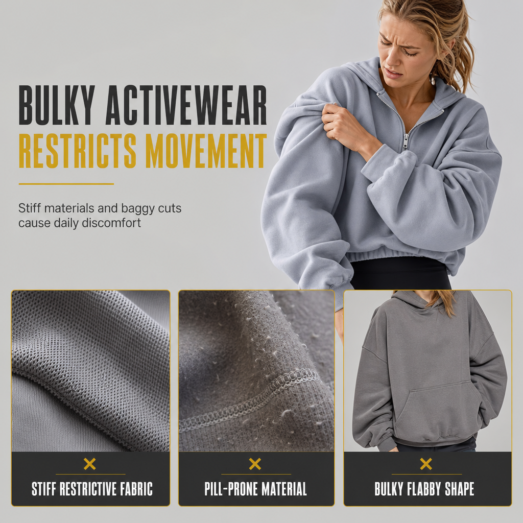 Womens Cropped Zip Up Hoodie with Contrast Trim Long Sleeve Loose Fit Solid Color Casual Sweatshirt for Autumn and Winter