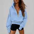 Womens Cropped Zip Up Hoodie with Contrast Trim Long Sleeve Loose Fit Solid Color Casual Sweatshirt for Autumn and Winter