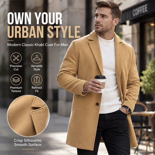 🍁Men's Classic Single-Breasted Mid-Length Overcoat