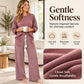 Women's Long Sleeve Top & Striped Wide-Leg Pants Set