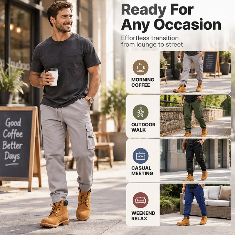 Men's Casual Loose Cargo Pants with Multi Pockets
