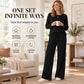 Women's Ribbed Knit Loose Top & Wide-Leg Pants Set