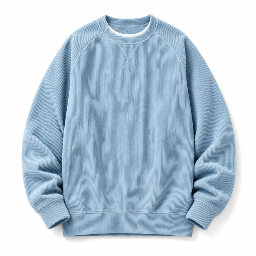 Men's Corduroy Crewneck Long Sleeve Pullover Sweatshirt