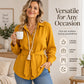 Women's Casual Button-Down Shirt with Waist Tie