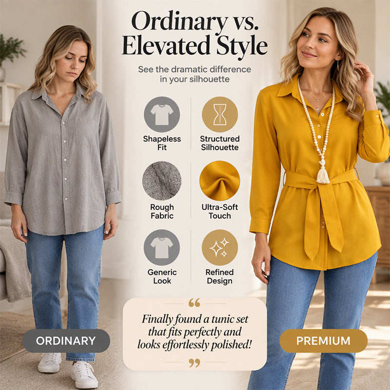 Women's Casual Button-Down Shirt with Waist Tie